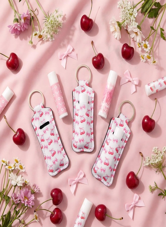 Swiffen 36 Pcs/18 Set Pink Coquette Bow Baby Shower Favors for Guest Cherry Daisy Bow Lip Balm and Holder Keychain Bulk Thank You Gifts Gender Reveal Return Gifts for Souvenirs Prizes Baptism Parties - Image 2